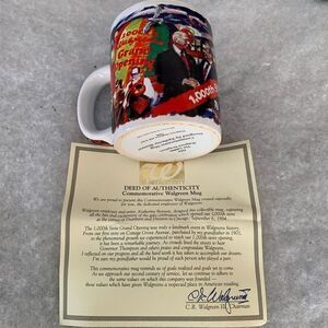 Walgreen Drugstore 1984 1,000th Store Commemorative Mug With Certificate